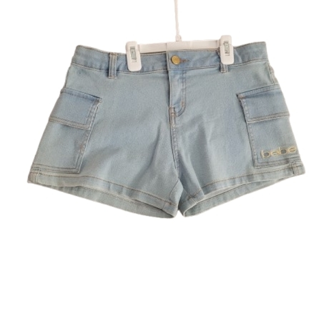 Bebe Pink Tie-Front Tee and Denim Shorts Set - Picture 3 of 8